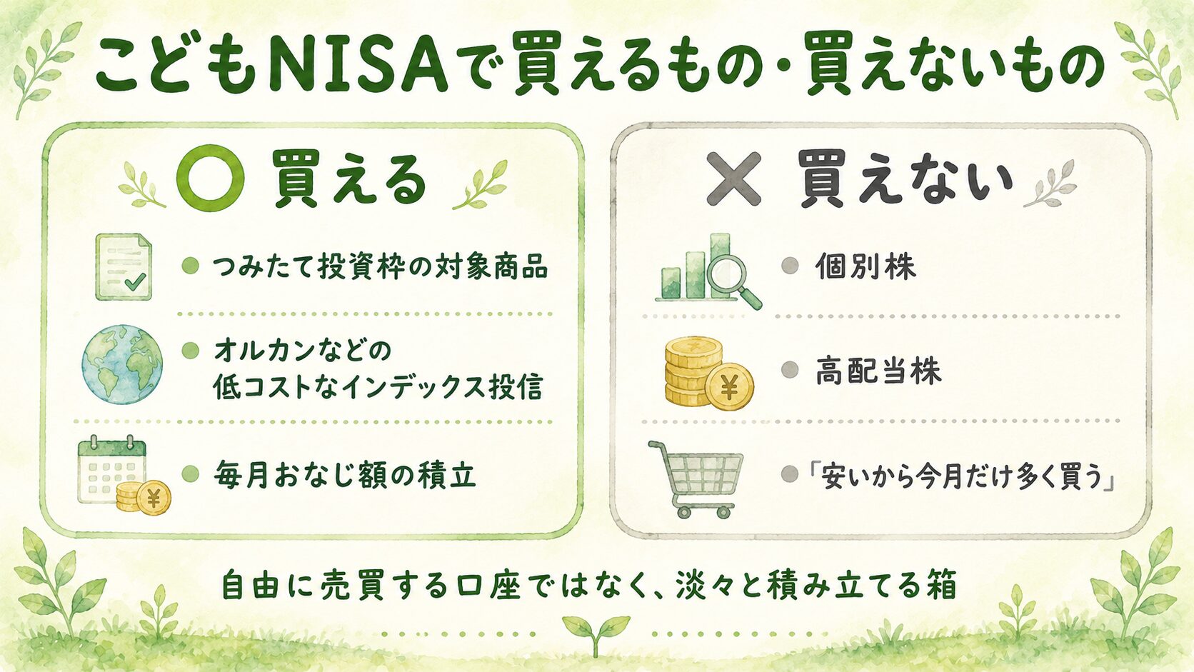 こどもNISAで買えるもの・買えないもの